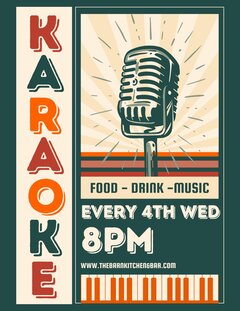 KARAOKE. FOOD. DRINK. MUSIC. EVERY 4TH WED. 8PM. WWW.THEBARNKITCHENANDBAR.COM