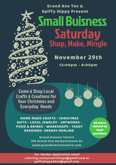 Grand Ave Tav & Spiffy Hippy Presents: Small Business Satuday: Shop, Make, Mingle. November 29th 12pm to 8m. Come and shop local crafts & creations for your Christmas and everyday needs. Homemade crafts - Christmas gifts - local jewelry - artworks - food & drinks - workshops - tarot readings - energy healing. $5 entry waived w/food purchase. For vendor application email catering.restaurantvillage@gmail.com or spiffyhippy4424@gmail.com.