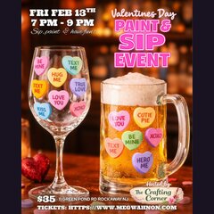 Sip, paint, and have fun this Valentine&rsquo;s Day! 💖🎨🍻
Join us for a Valentine&rsquo;s Day Paint & Sip on Friday, February 13th from 7&ndash;9 PM.

🎟 $35 per ticket
🖌 Choose what you paint: 1 wine glass & 1 beer mug OR 2 wine glasses OR 2 beer mugs
🍷 Includes your choice of a glass of wine or a beer
📍 11 Green Pond Rd, Rockaway, NJ

Perfect for date night, friends night, or a fun night out!
🎟 Tickets: www.megwahnon.com