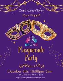 Grand Avenue Tavern - Masquerade Party October 4th, 10:00pm-2am
